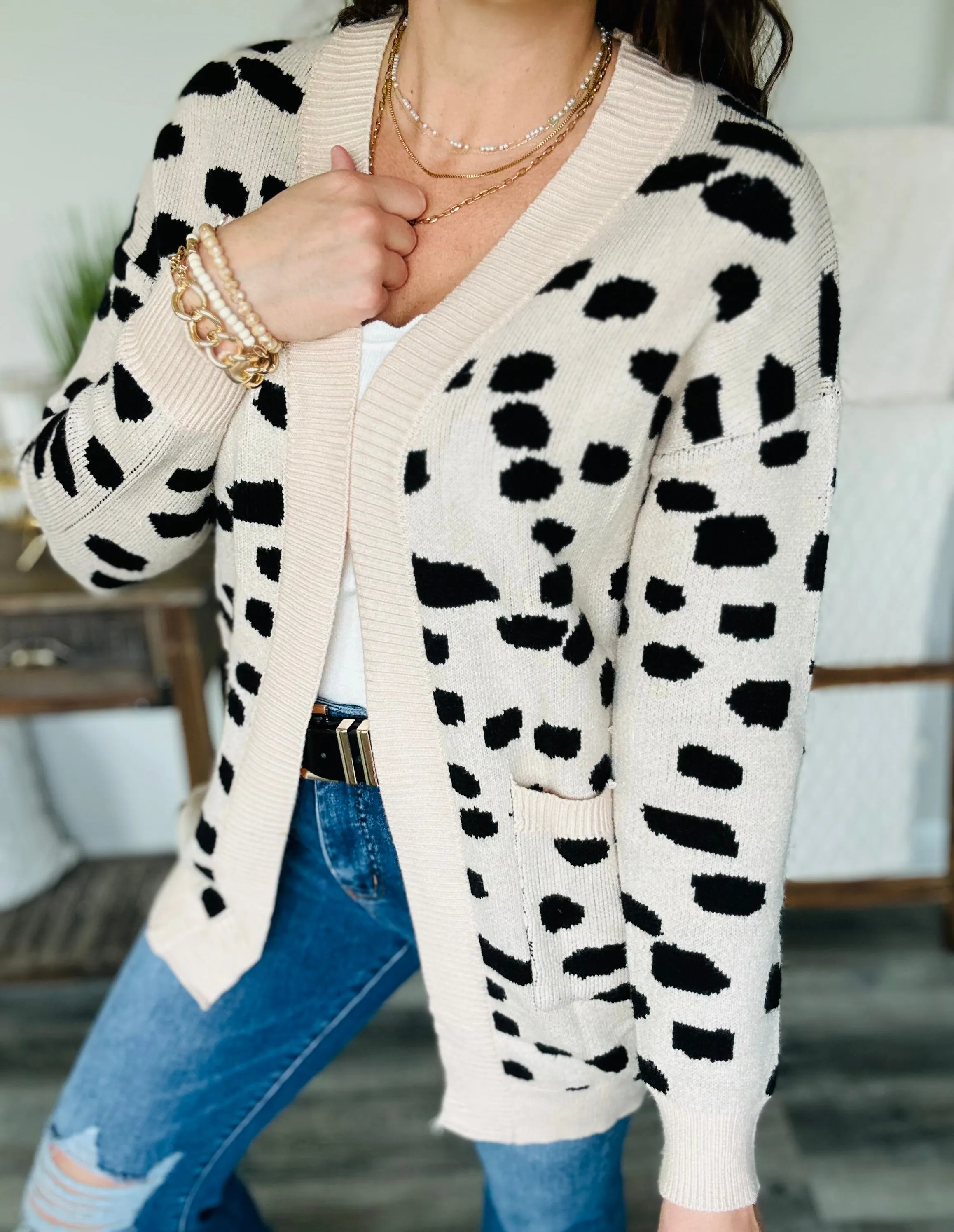 Hits The Spot Open Front Cardigan