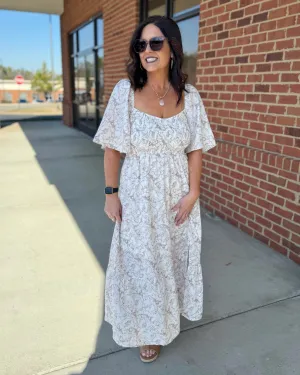 Irene Floral Midi Dress in Cream