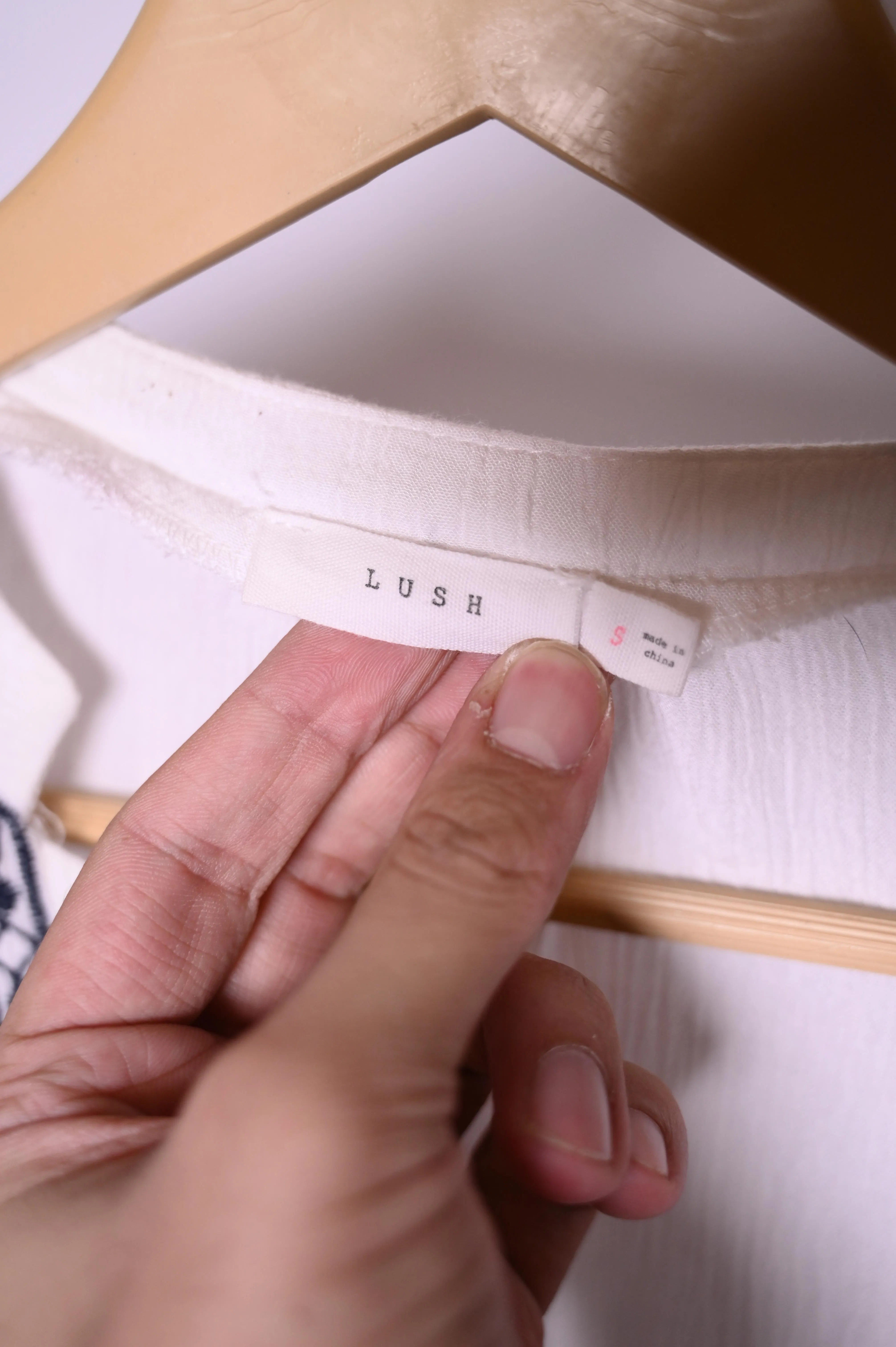 Lush Small White and Blue Blouse