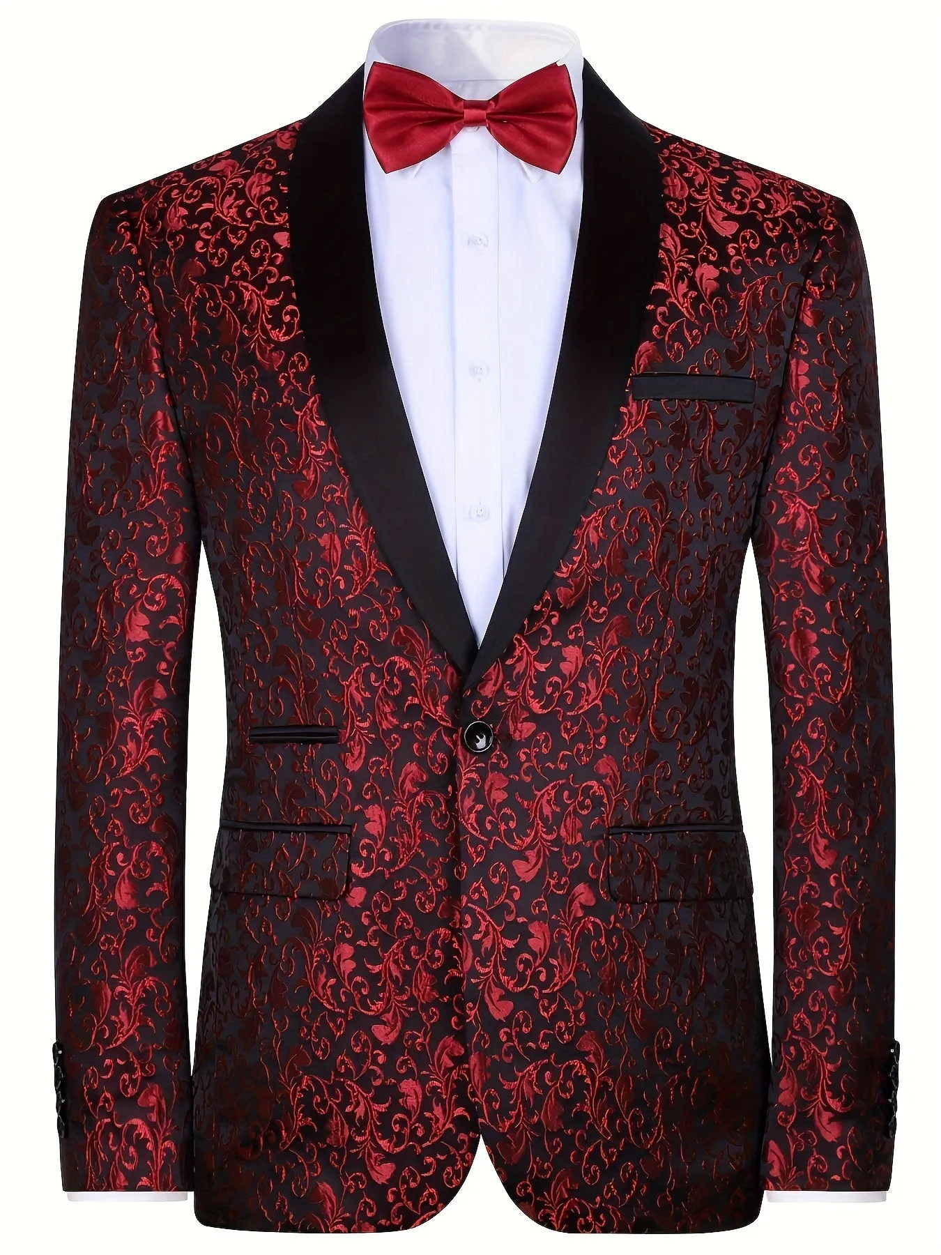 Men's Elegant Burgundy Suit Jacket For Business Banquet