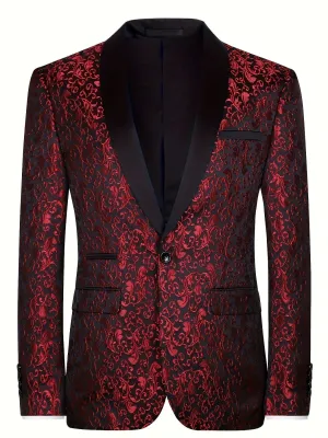 Men's Elegant Burgundy Suit Jacket For Business Banquet