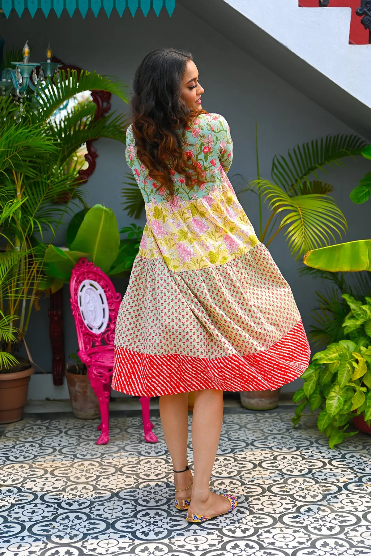 Mint Pure Cotton Patchwork Dress