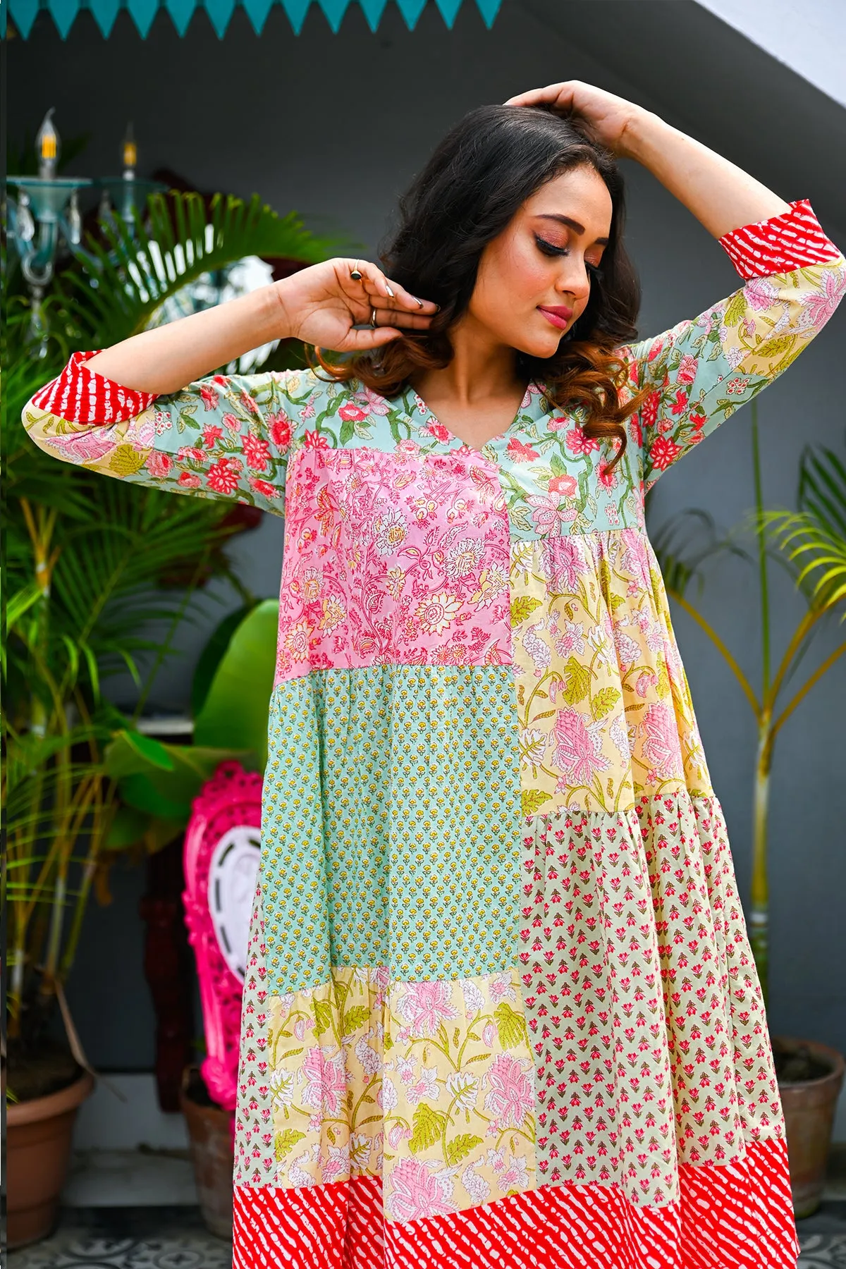 Mint Pure Cotton Patchwork Dress