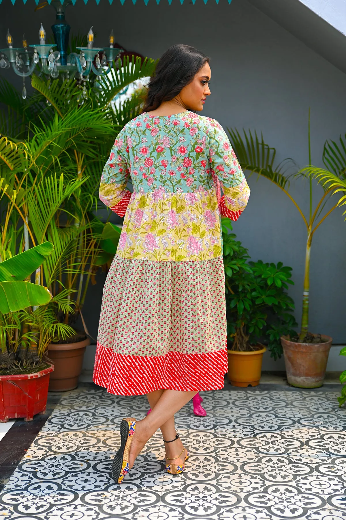 Mint Pure Cotton Patchwork Dress