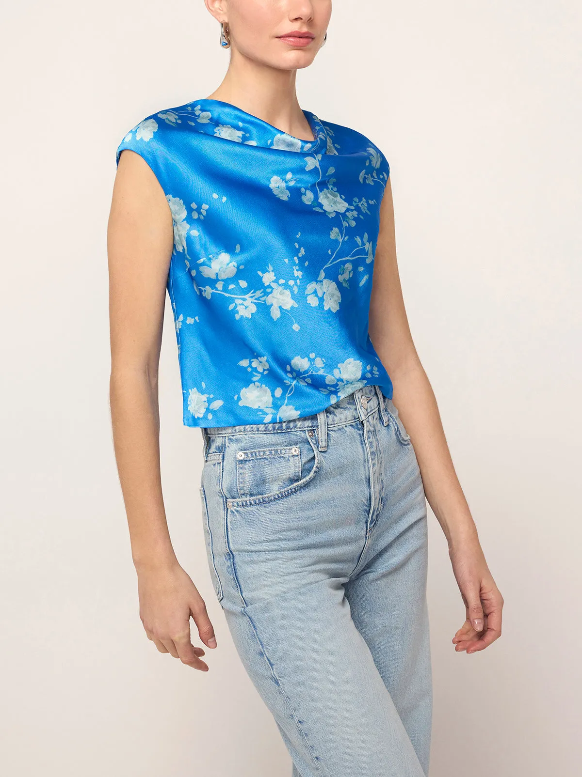 Monkia Blue Trailing Floral Print Top