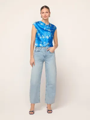 Monkia Blue Trailing Floral Print Top