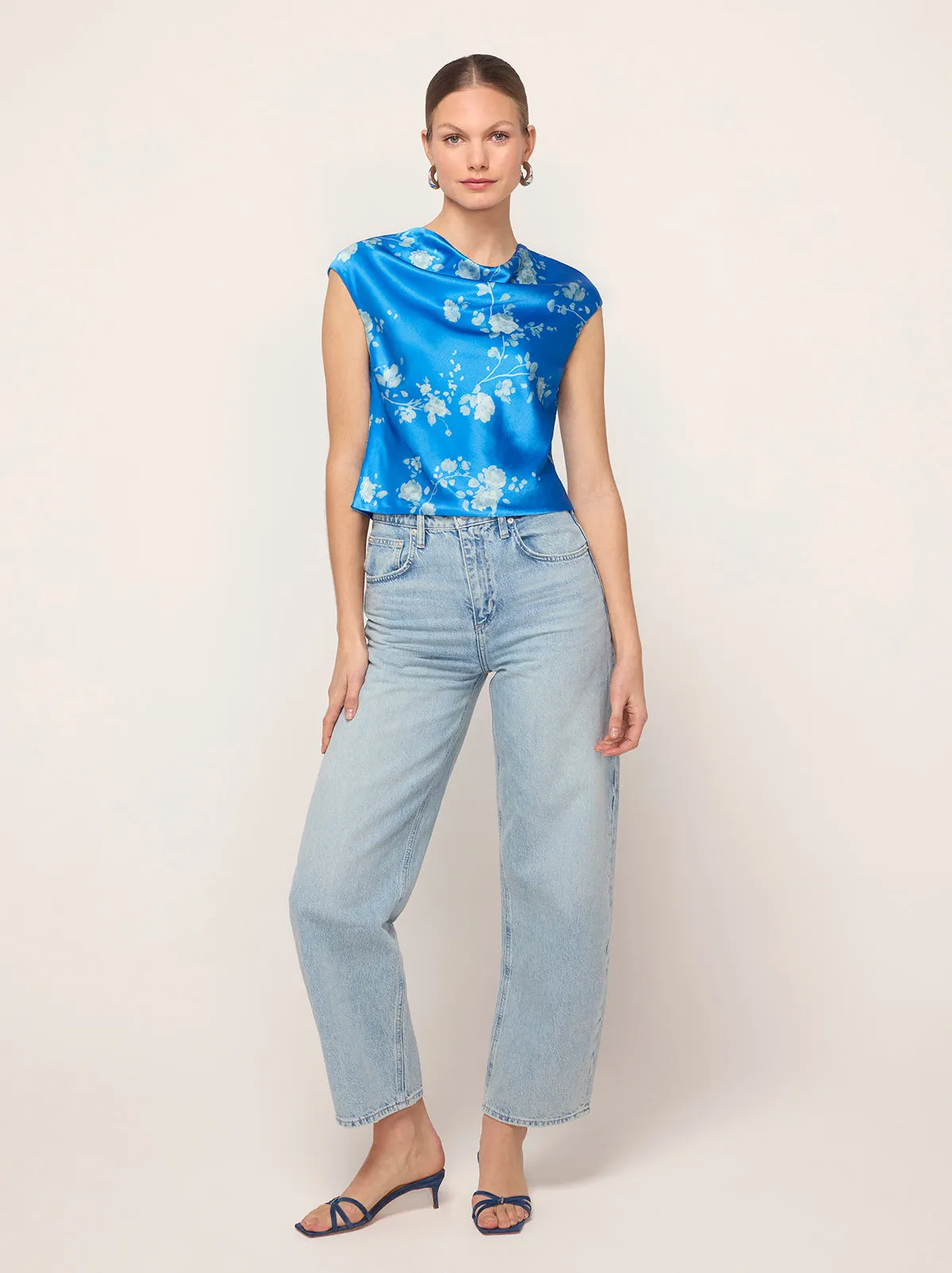 Monkia Blue Trailing Floral Print Top