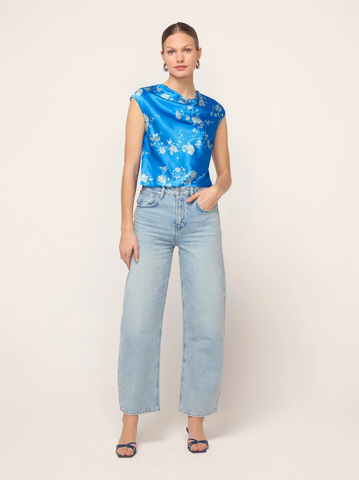 Monkia Blue Trailing Floral Print Top