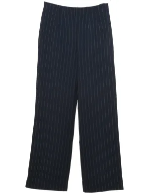 Navy Striped Trousers - W26 L30