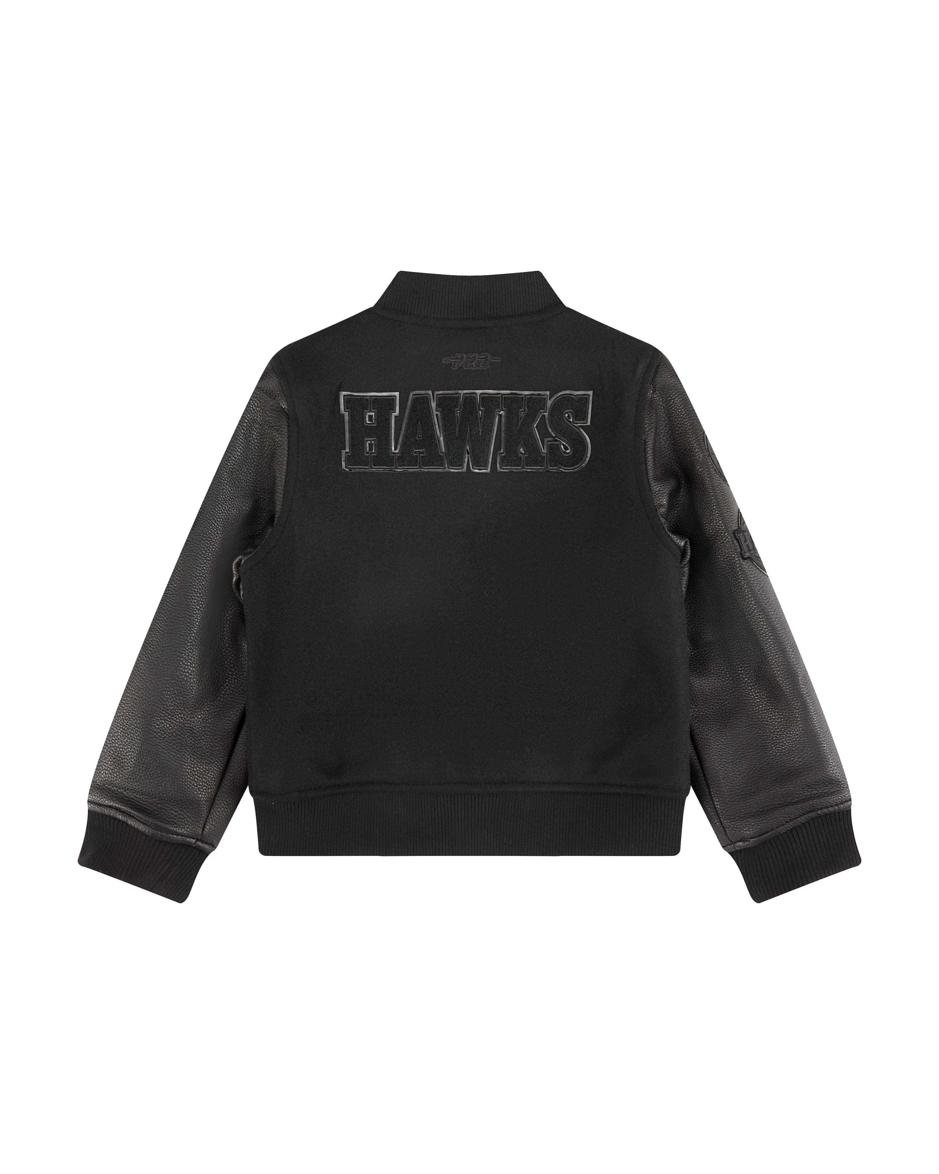 NBA ATLANTA HAWKS TRIPLE BLACK LITTLE BOYS WOOL VARSITY JACKET (JET BLACK)