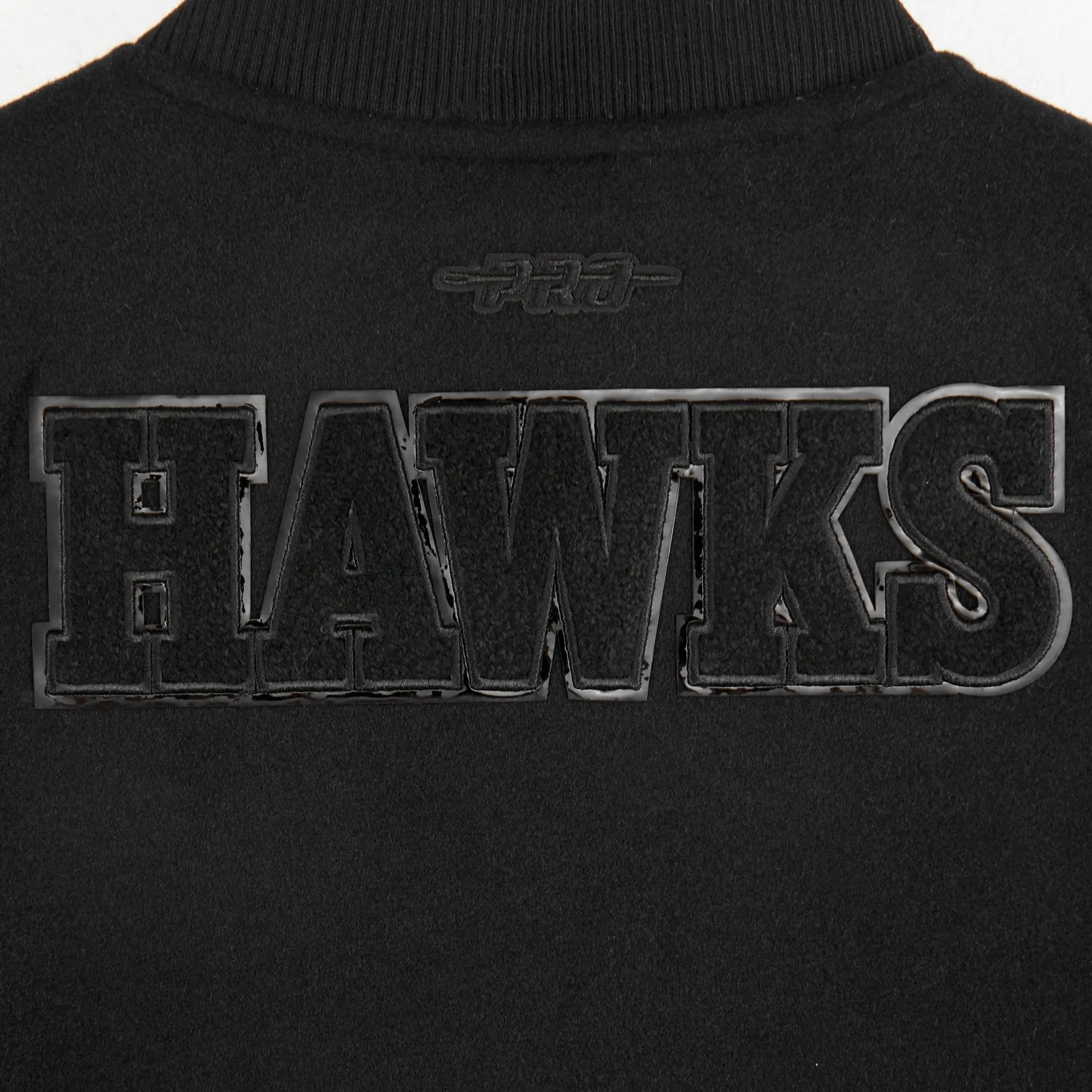 NBA ATLANTA HAWKS TRIPLE BLACK LITTLE BOYS WOOL VARSITY JACKET (JET BLACK)