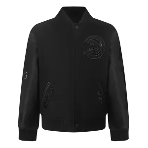 NBA ATLANTA HAWKS TRIPLE BLACK TODDLER BOYS WOOL VARSITY JACKET (JET BLACK)