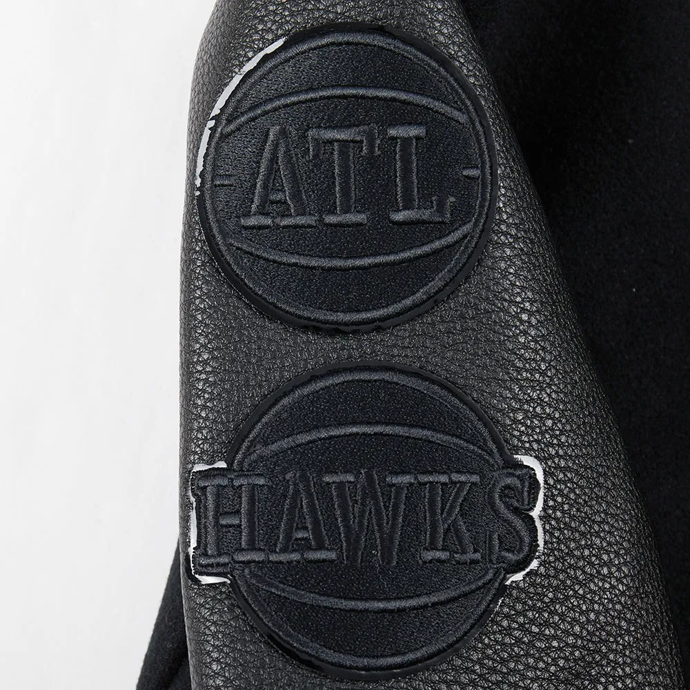 NBA ATLANTA HAWKS TRIPLE BLACK TODDLER BOYS WOOL VARSITY JACKET (JET BLACK)