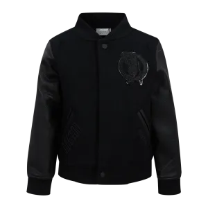 NBA BOSTON CELTICS TRIPLE BLACK LITTLE BOYS WOOL VARSITY JACKET (JET BLACK)