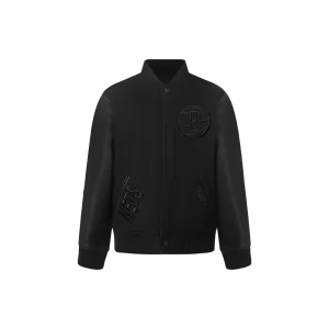 NBA BROOKLYN NETS TRIPLE BLACK LITTLE BOYS WOOL VARSITY JACKET (JET BLACK)