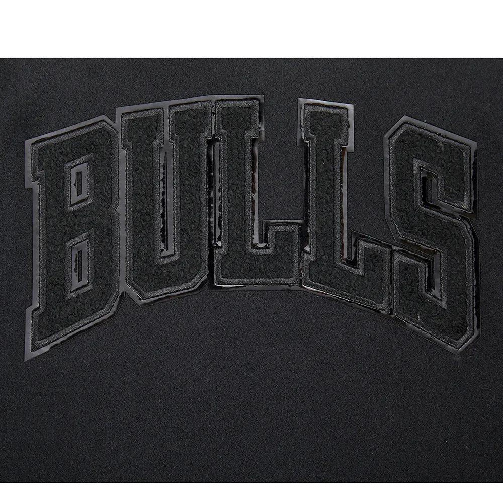 NBA CHICAGO BULLS TRIPLE BLACK LITTLE BOYS WOOL VARSITY JACKET (JET BLACK)
