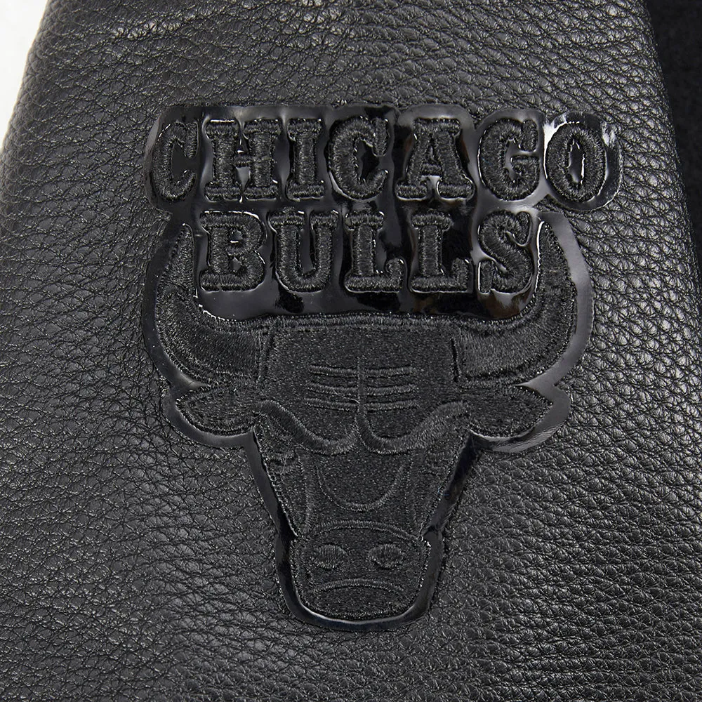NBA CHICAGO BULLS TRIPLE BLACK LITTLE BOYS WOOL VARSITY JACKET (JET BLACK)