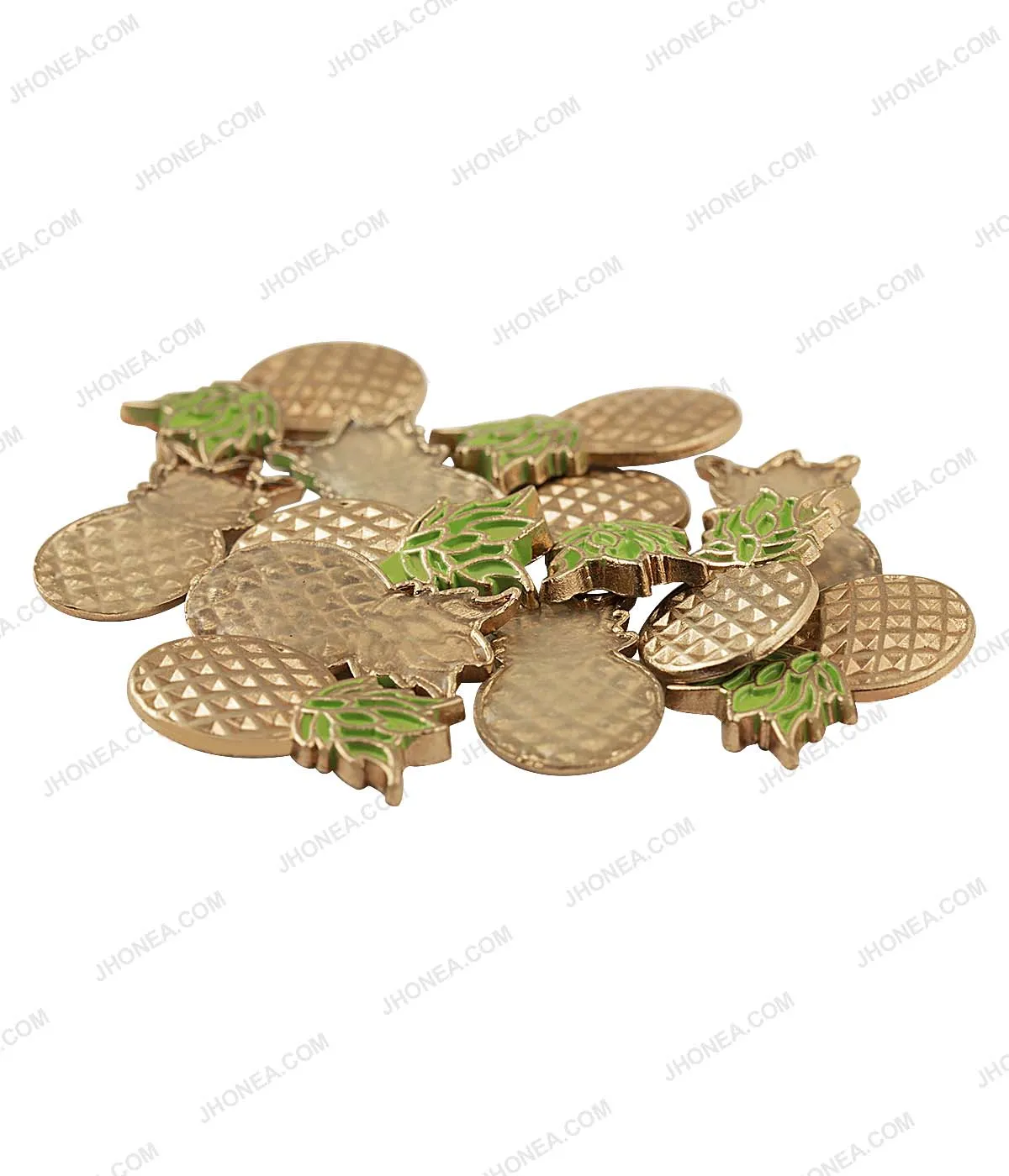 Pineapple Shape Gold with Green Funky Design Hotfix