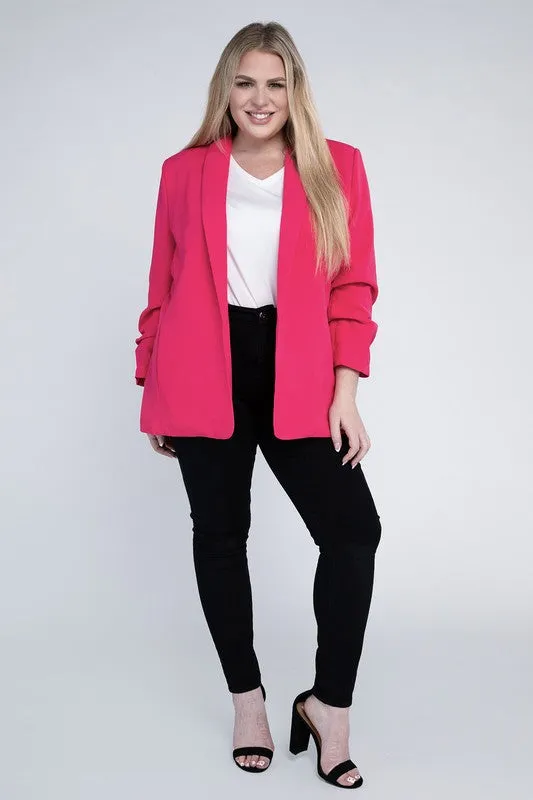 Pink And Black Shawl Lapel Blazer