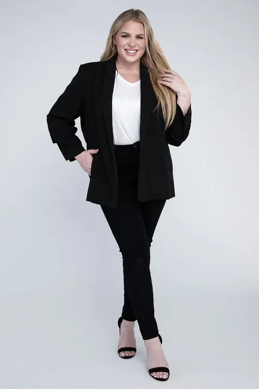 Pink And Black Shawl Lapel Blazer