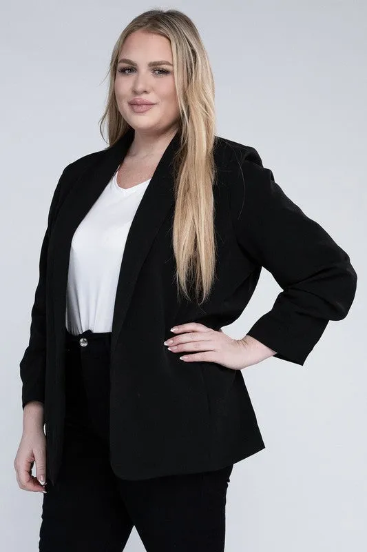 Pink And Black Shawl Lapel Blazer