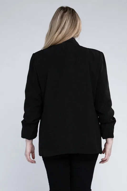 Pink And Black Shawl Lapel Blazer
