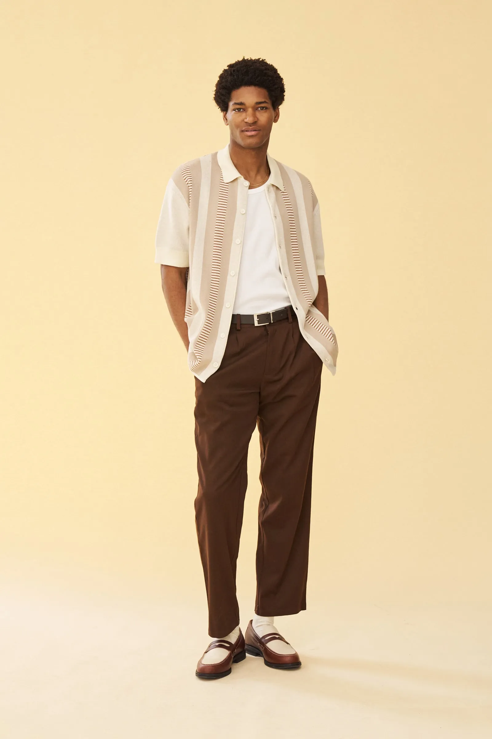 PLEATED SMART TROUSERS - BROWN