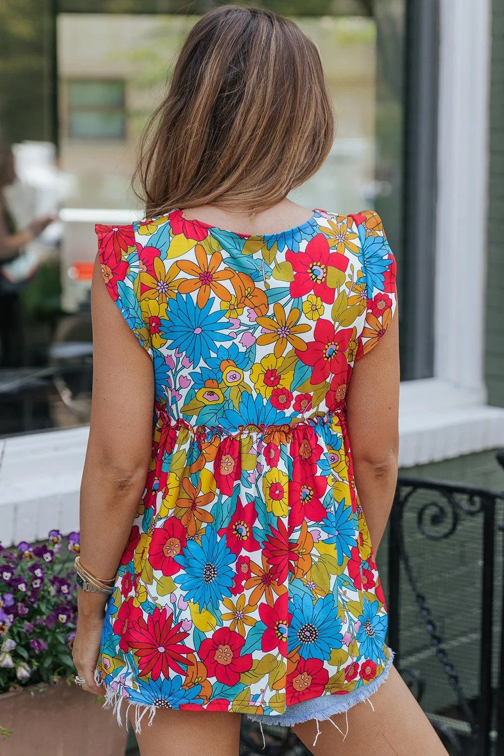 Radiant Fresh Floral Sleeveless Blouse