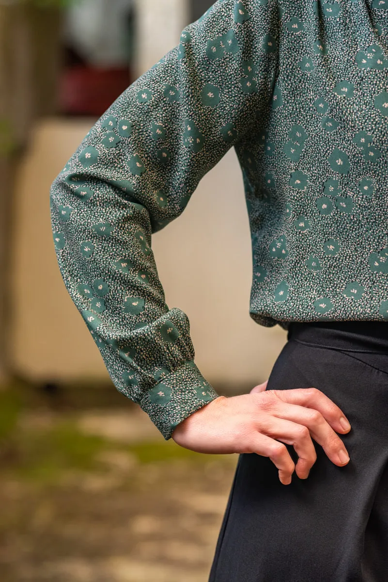 REMNANT 0.46 metre - Églantine & Zoé - Punti in Green Eucalyptus Viscose Poplin Fabric