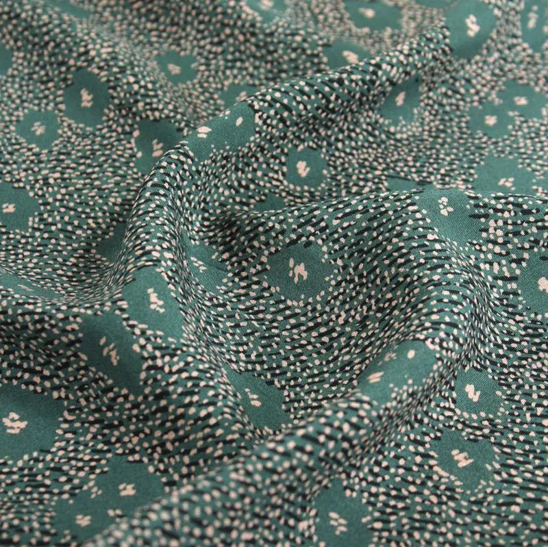 REMNANT 0.46 metre - Églantine & Zoé - Punti in Green Eucalyptus Viscose Poplin Fabric