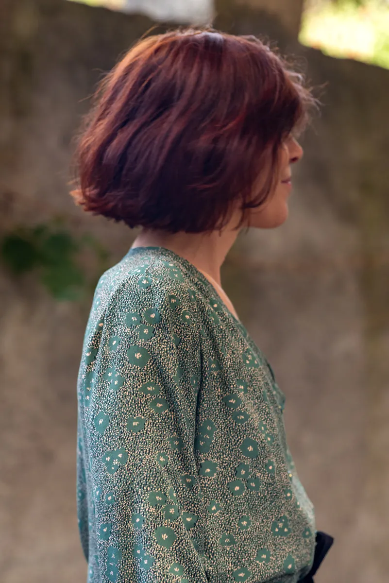 REMNANT 0.46 metre - Églantine & Zoé - Punti in Green Eucalyptus Viscose Poplin Fabric