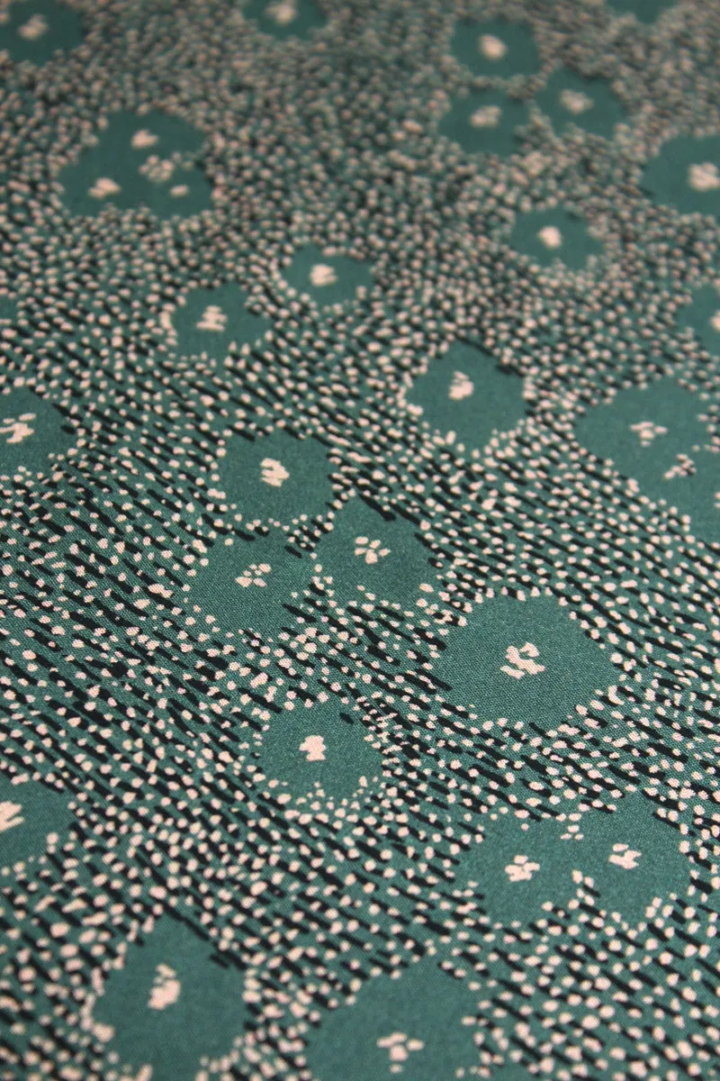 REMNANT 0.46 metre - Églantine & Zoé - Punti in Green Eucalyptus Viscose Poplin Fabric