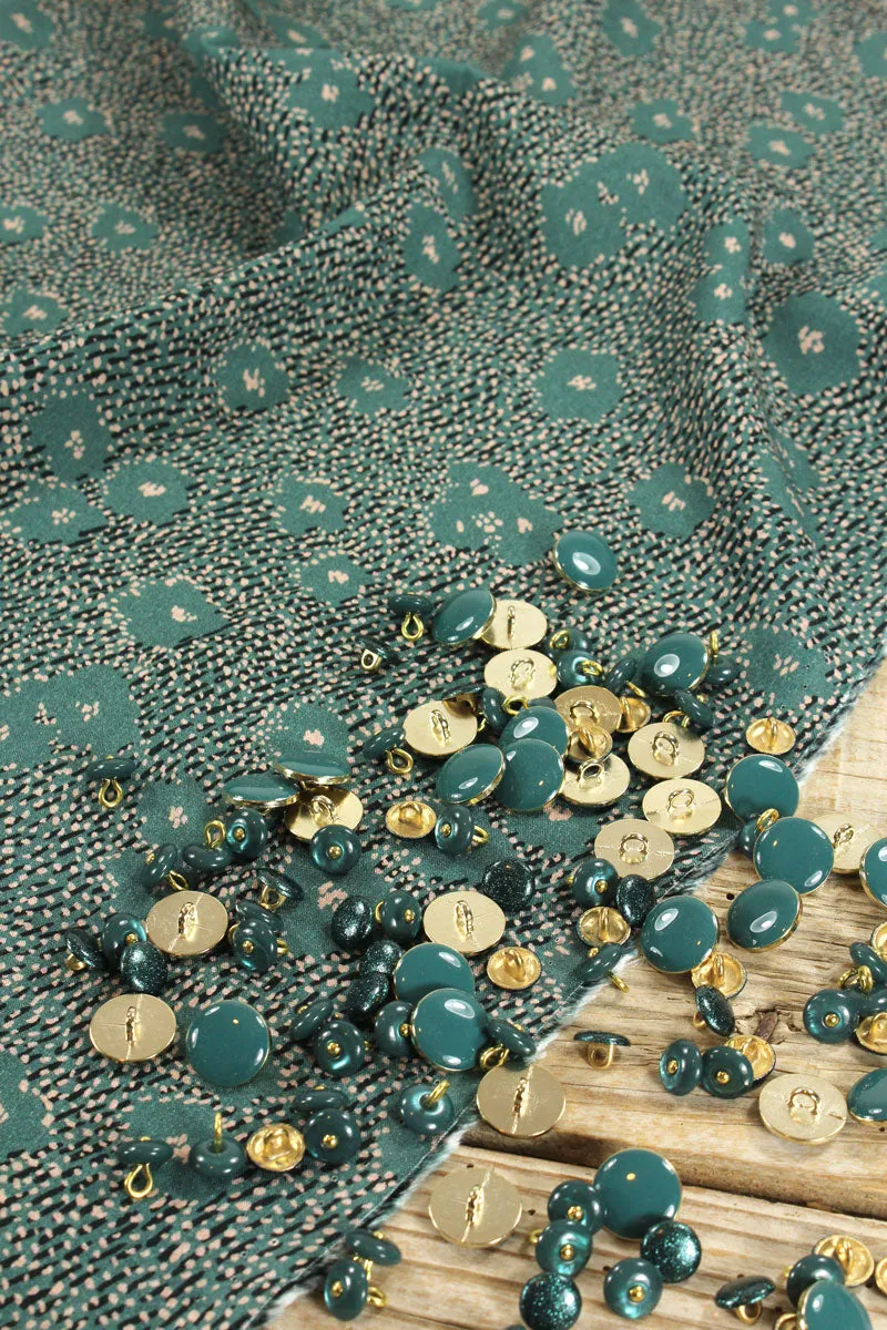 REMNANT 0.46 metre - Églantine & Zoé - Punti in Green Eucalyptus Viscose Poplin Fabric