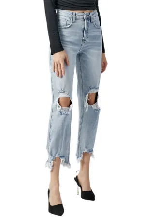 Risen High Rise Crop Straight Curvy Jeans-RDP5002X
