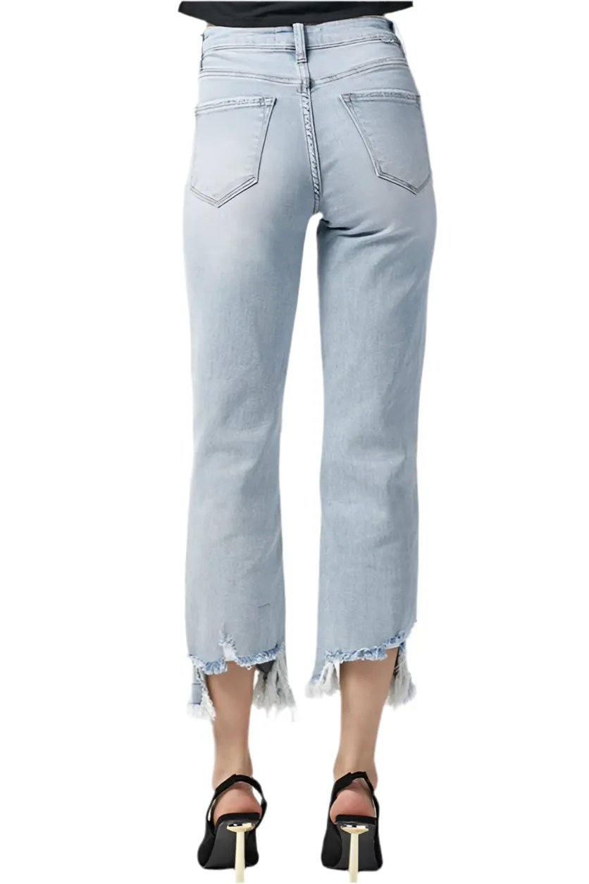 Risen High Rise Crop Straight Curvy Jeans-RDP5002X