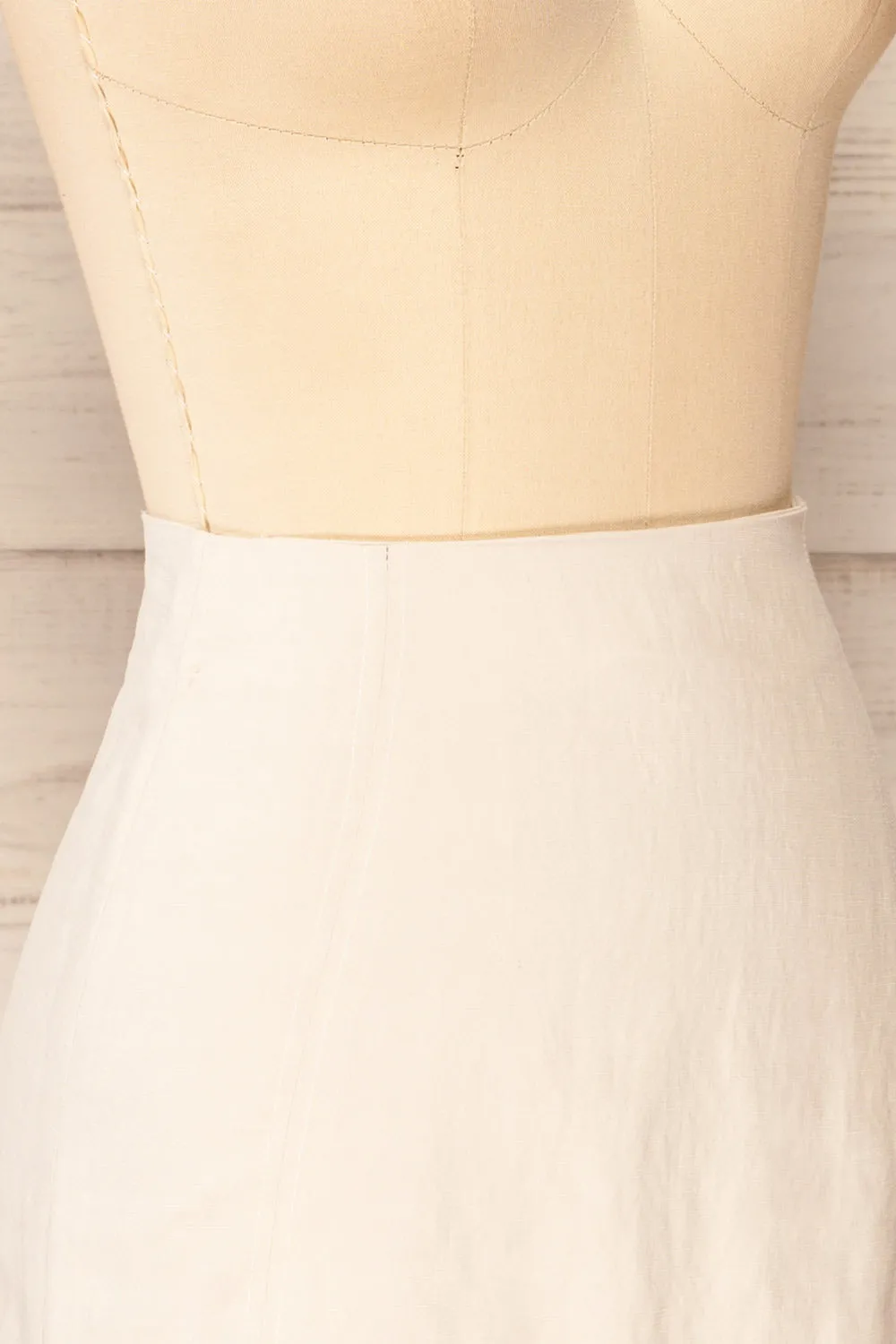 Sadye | Faux-Linen High-Waisted Skirt