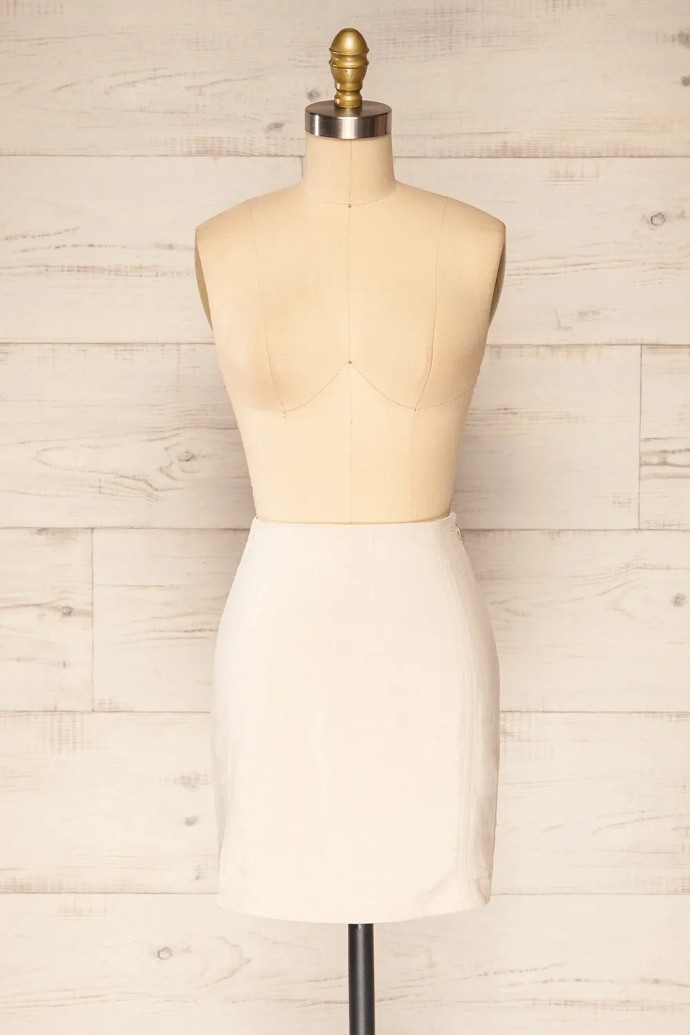 Sadye | Faux-Linen High-Waisted Skirt