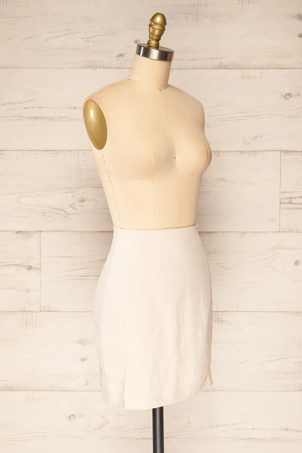 Sadye | Faux-Linen High-Waisted Skirt