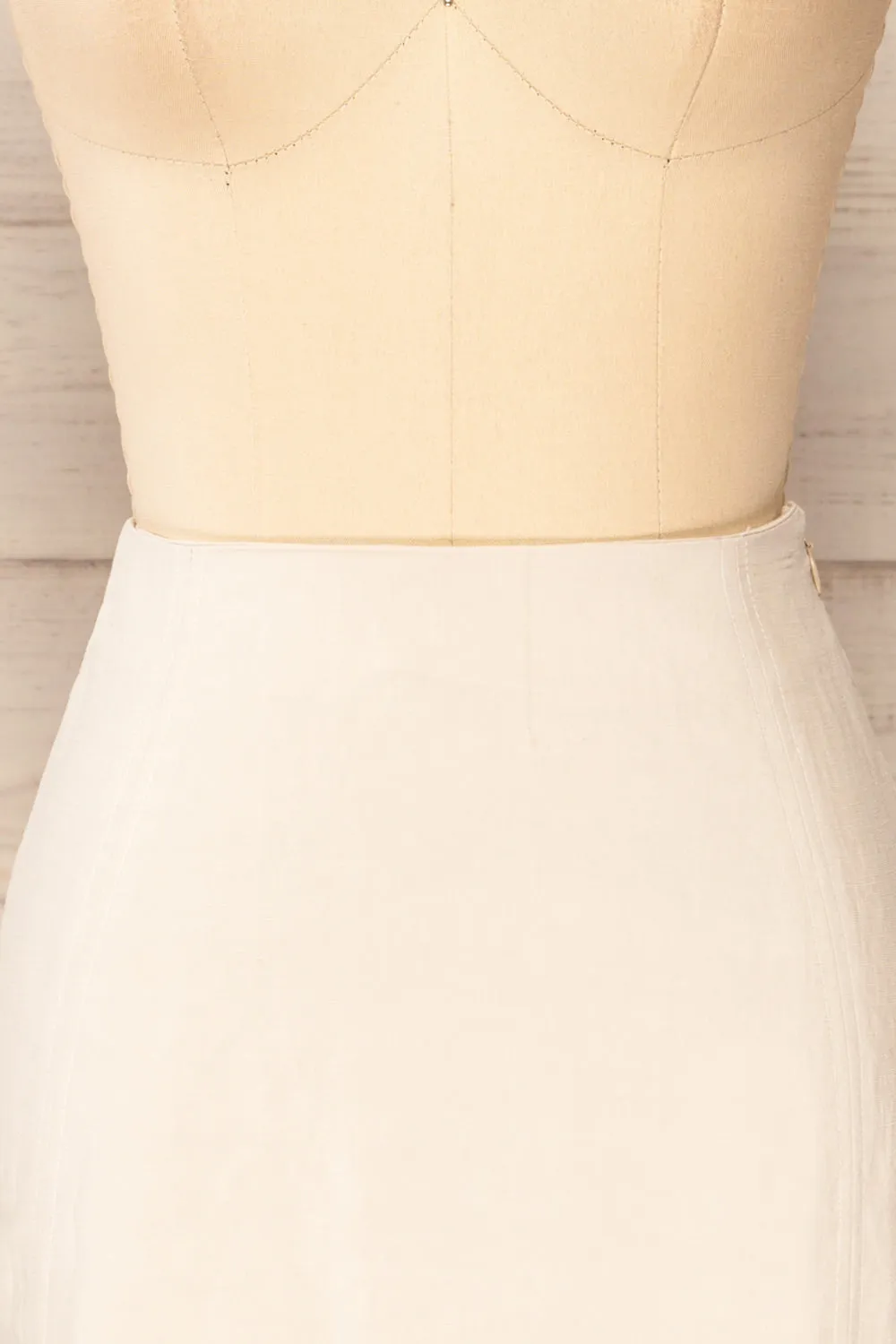 Sadye | Faux-Linen High-Waisted Skirt