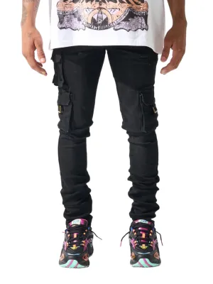 Serenede Panthera Cargo Jeans Washed Blk