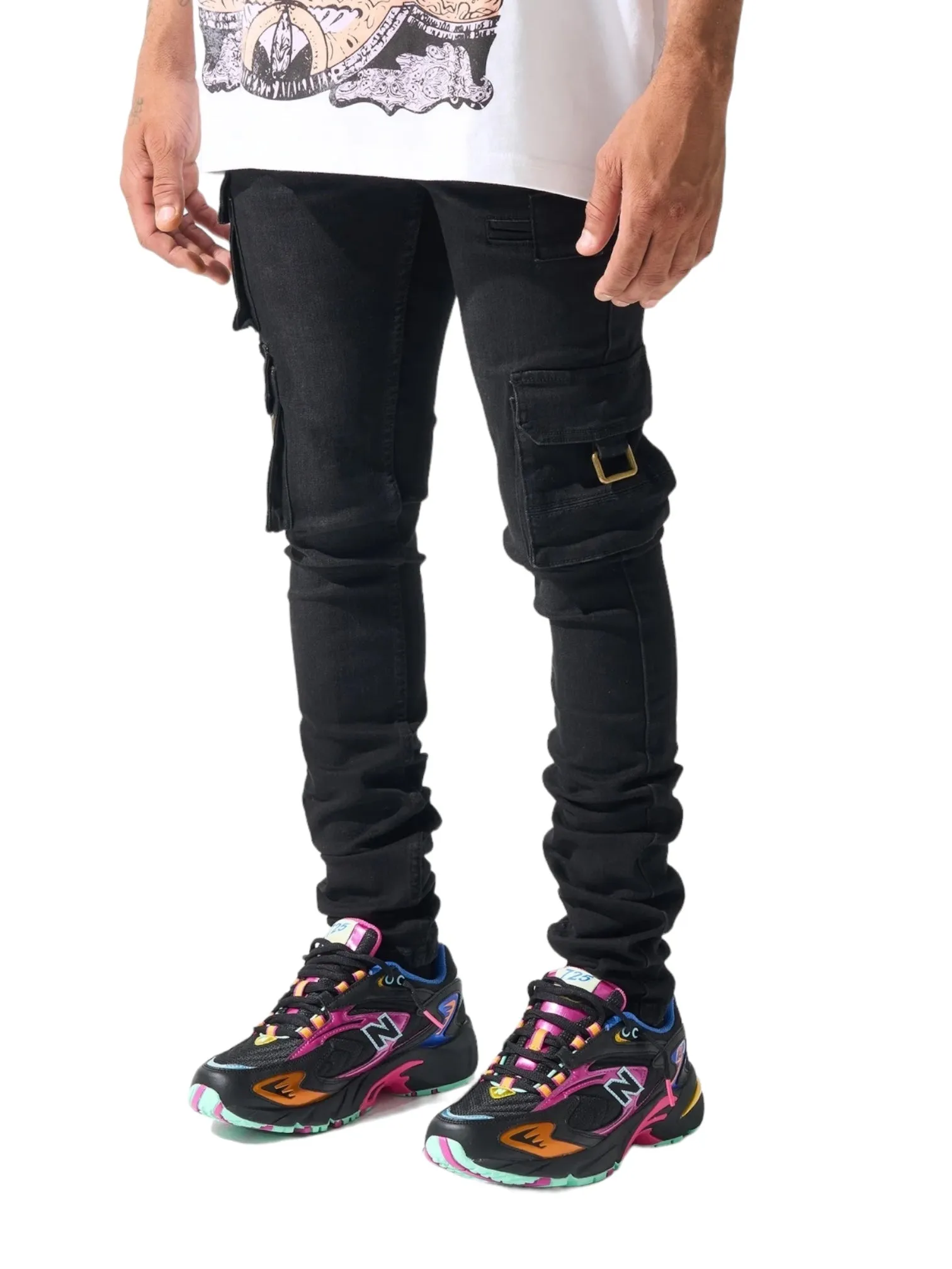 Serenede Panthera Cargo Jeans Washed Blk