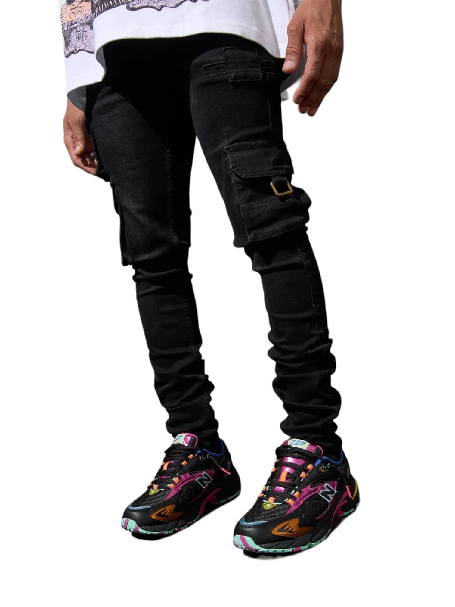 Serenede Panthera Cargo Jeans Washed Blk