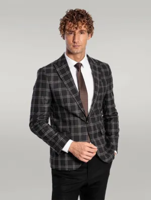 Slim Fit Peak Lapel Black Men Blazer - Wessi