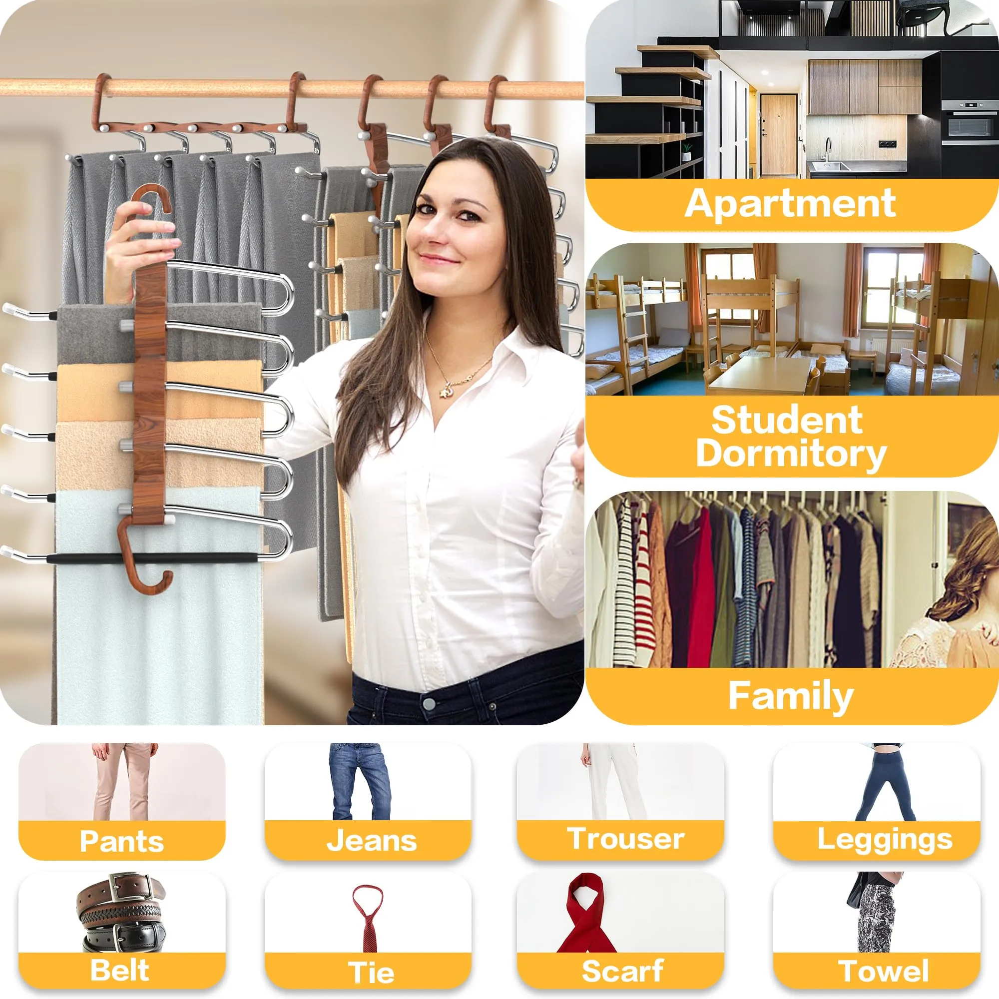 Space Saving Pants Hangers - 2 Pack Rack