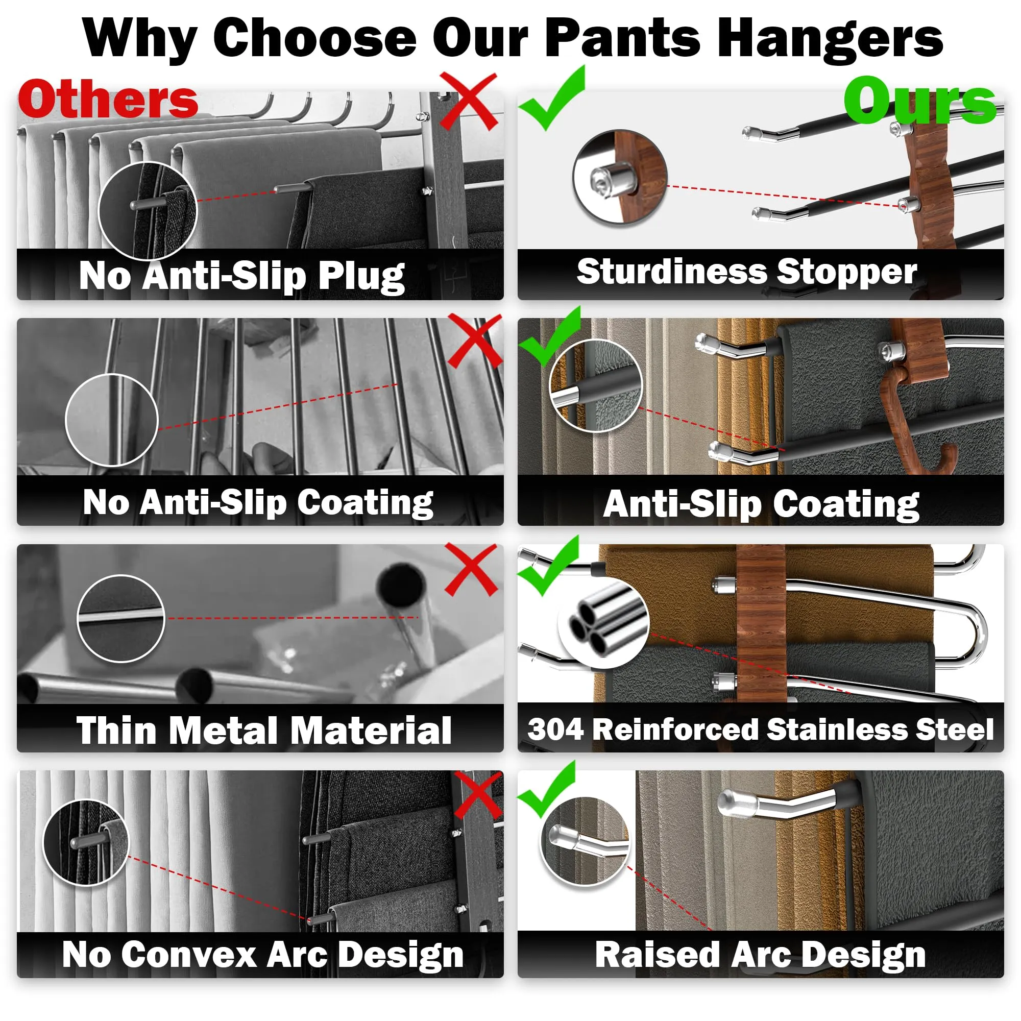Space Saving Pants Hangers - 2 Pack Rack