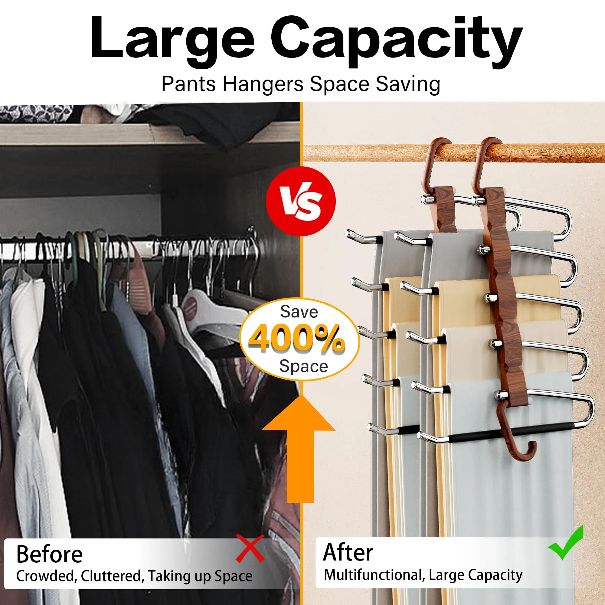 Space Saving Pants Hangers - 2 Pack Rack