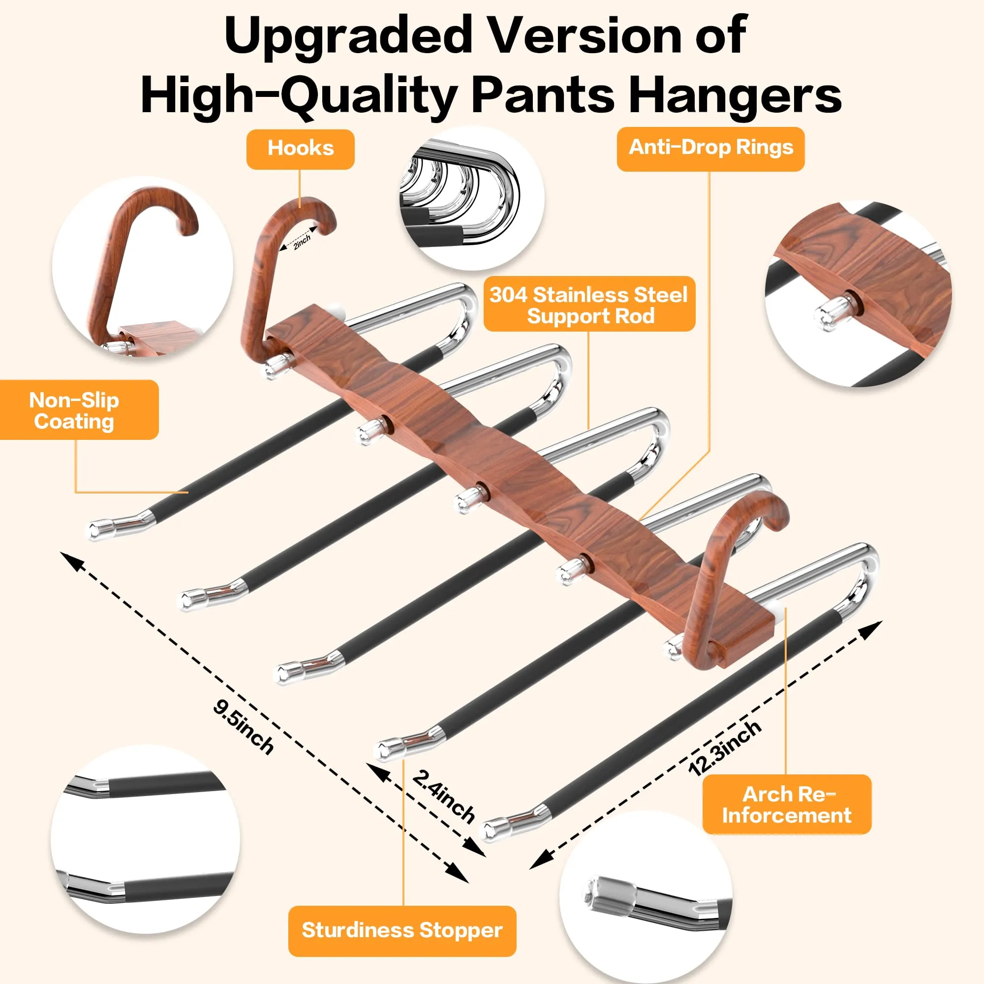 Space Saving Pants Hangers - 2 Pack Rack