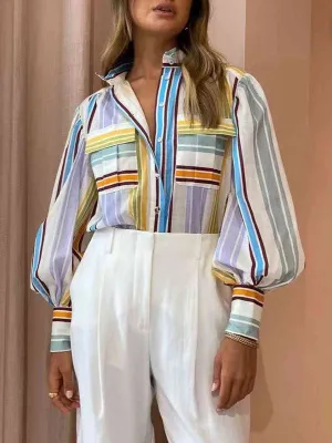 Striped Button Up Blouse