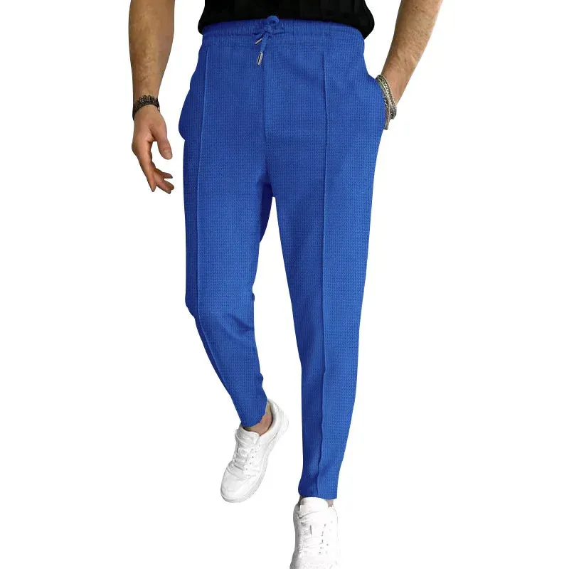 Stylish Waffle Pants|Casual Sports, Slim Fit with Adjustable Drawstring|Secure Pockets