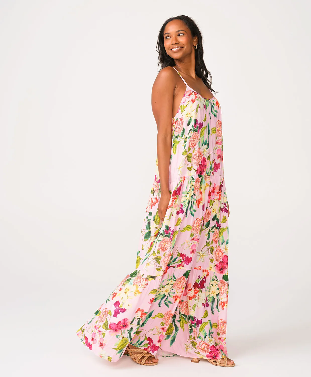 Summer Hibiscus Aaron Long Dress
